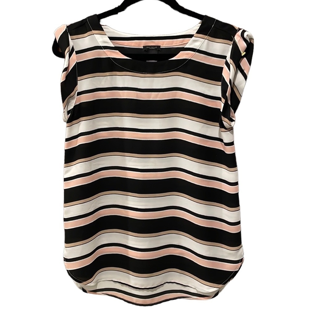 Ann Taylor Factory Women’s sleeveless black/cream/pink/tan striped top Size XS